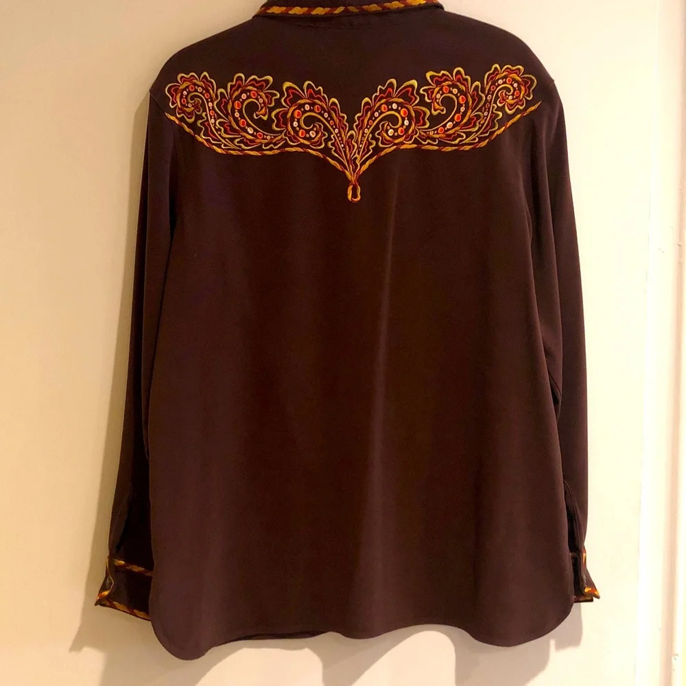 Bob Mackie Wearable Art – Vintage Western Cowgirl Embroidered Shirt/Topper - Picture 5 of 10